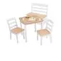 Preview: Spielmöbel für Kinder in weiß:Tisch,zwei Stühle und eine Truhen-Sitzbank.