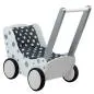 Preview: Puppenwagen aus Holz - DW18 weiß silber mit Punkten – Lauflernwagen – Laufwagen – Buggy – Puppenmutti – Baby Born Puppe