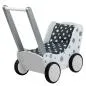 Mobile Preview: Puppenwagen aus Holz | Lauflernwagen | weiß-grau-Punkte