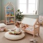 Preview: Puppenbett Set Dach Himmel - Kleinkind liest in einem Waldorf Kinderzimmer