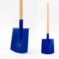 Preview: Blauer Kinder Spaten mit Holzstiel Kinderspaten blaues Blatt und Holzgriff Gartenspielzeug Kinder Spaten für Sandkasten