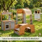 Preview: Erweiterbare Holzspielzeug Spielwelt mit Wippe Matschküche und Spielständer