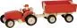 Mobile Preview: Kinderspielzeug Traktor mit Anhaenger Goki 55941 fuer Bauernhof aus Holz
