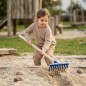 Preview: Blauer Kinder-Rechen aus Metall mit Holzstiel Metallrechen für Kinder mit zehn Zinken Gartenwerkzeug Kinder roter Rechen
