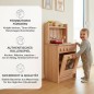 Preview: Holzküche Kinder natur – konzentriertes Spiel im Montessori-Kinderzimmer, unterstützt freies Rollenspiel und Entwicklung