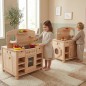 Preview: Kinderküche Cinderella weiß Holz beidseitig bespielbar – pädagogisch wertvolle Spielküche für Kita und Kindergarten