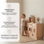 Preview: Pädagogische Kinderküchenzeile aus Holz unterstützt Kreativität, Motorik und soziales Rollenspiel im Alltag