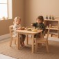 Preview: ontessori Tisch aus Holz mit zwei Kindern beim Snack – fördert Gemeinschaft und Selbstständigkeit Preview: ontessori Tisch aus Holz mit zwei Kindern beim Snack – fördert Gemeinschaft und Selbstständigkeit