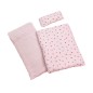 Preview: Puppenbettzeug rosa mit roten Herzchen Preview: Puppenbettzeug rosa mit roten Herzchen