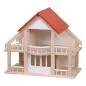 Preview: Puppenhaus in Natur und Weiß mit rotem Dach