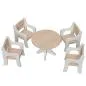 Preview: Set 3 mit 4 Stühle und Tisch - Waldorf Puppenmöbel Set in weiß-natur