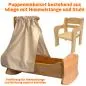 Mobile Preview: Puppenmöbel Set | Tisch + Sitzbank & 2 Stühle aus Massivholz | Puppen Zubehör 5023+5021+5022