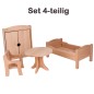 Preview: Puppenmöbel Set 4-teilig mit Stuhl, Tisch, Bett, Kleiderschrank Preview: Puppenmöbel Set 4-teilig mit Stuhl, Tisch, Bett, Kleiderschrank