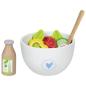 Preview: Salat-Set Vitalbowl aus Holz mit Schüssel, Löffel, Dressingflasche und Gemüse-Spielteilen – 24-teiliges Set für die Kinderküche
