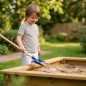 Preview: Blaue Kinder-Schaufel mit Holzstiel Robuste Metallschaufel für Kinder mit blauem Blatt Kinderschaufel für Sandkasten und Garten