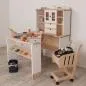 Mobile Preview: Kinder Supermarkt Set aus Holz 53-teilig mit Kasse, Korb, Artikel & Einkaufswagen