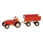 Preview: Roter Traktor mit Anhänger aus Holz von goki