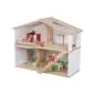 Mobile Preview: Holz-Puppenhaus Anna mit 2 Etagen, Möbeln und Puppen und Treppe
