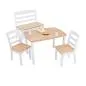 Mobile Preview: Weiße Spielmöbel für Kinder.Ein Tisch,eine Truhenbank und zwei Stühle.