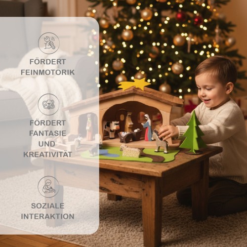 Preview: Weihnachtskrippe für Kinder aus Holz von Holzspielzeug Peitz
