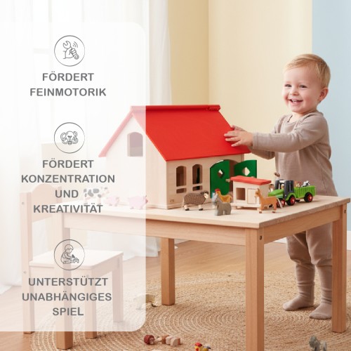 Preview: Bauernhof Toni aus Holz, viele Vorteile für Kinder Holzspielzeug Peitz
