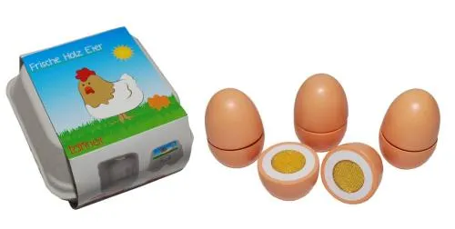 Kinderspielzeug aus Holz Eier – als nützliches Spielküchenzubehör oder für den Kaufladen als Kaufladenzubehör