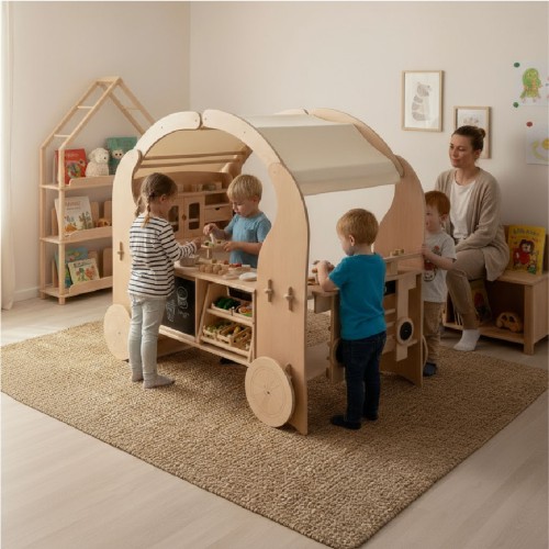 Kinder Foodtruck aus Holz in der Kita oder bei der Tagesmutter.