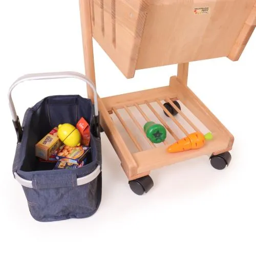 Einkaufswagen für Kinder mit Einkaufskorb und Spiellebensmittel
