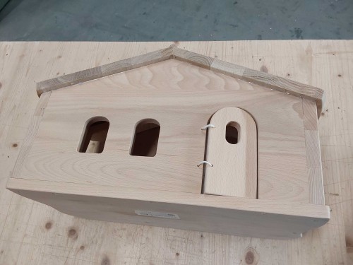 2. Wahl Weihnachtskrippe klein aus massivem Natur-Holz im modernen Design nach Montessori