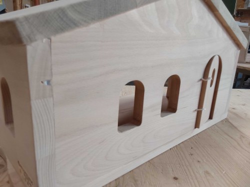 2. Wahl Weihnachtskrippe klein aus massivem Natur-Holz im modernen Design nach Montessori