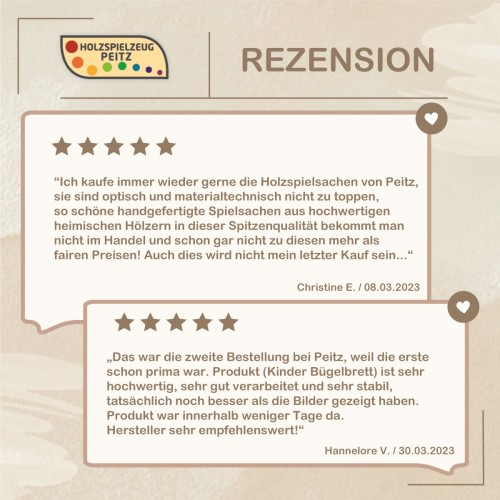 Bewertung und Kundenmeinung zum Kinder Bügelbrett aus Holz