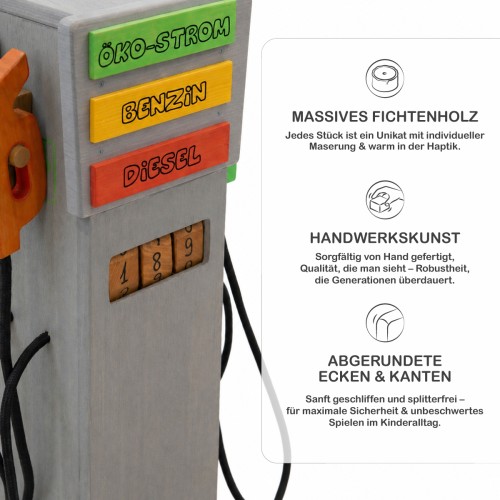 Kinder Tankstelle aus Massivholz – hochwertige Verarbeitung und Qualität