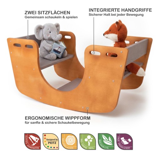 Ergonomische Holz Kinder Wippe mit sicheren Griffen und stabiler Bauweise
