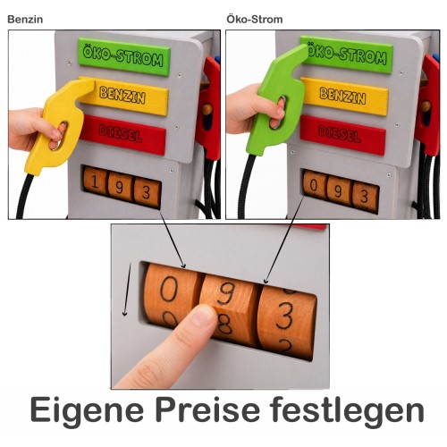 Kinder Tankstelle - Eigene Preise festlegen - Benzin, Öko-Strom, Diesel