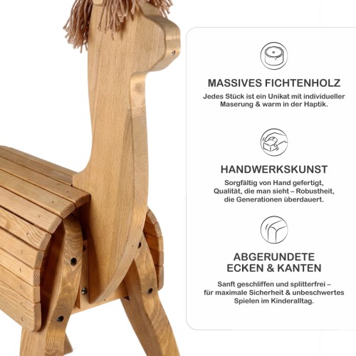 Handgefertigtes Holz Alpaka aus hochwertigem Massivholz mit natürlicher Holzmaserung.