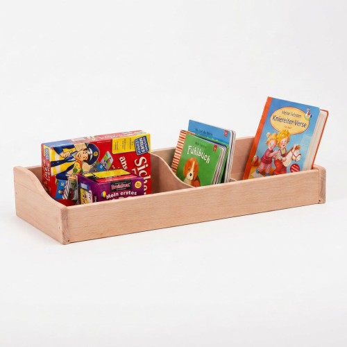 Holz Kaufladen Einsatz als vielseitige Aufbewahrung für Kinderbücher und Spielmaterial