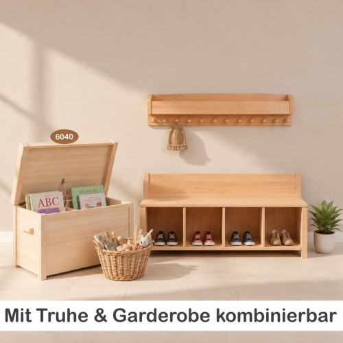 Kinder Sitzbank mit 4 Fächern ideal kombinierbar mit PEITZ-Modulen und passendem Zubehör.