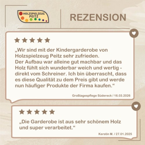 Was unsere Kunden zur Kindergarderobe klein sagen