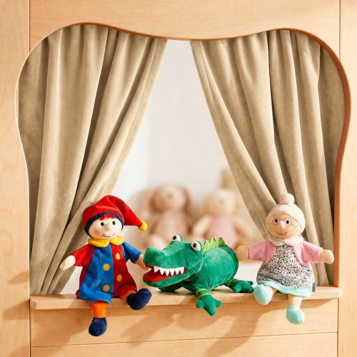 Vorhang beige für Marionettentheater - Zusätzlich Handpuppen bestellbar