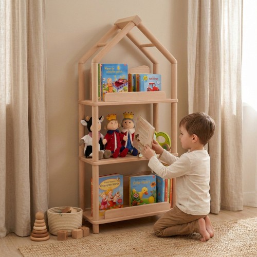 Montesssori Regal für Bücher und Spielzeug - hoch und schmal