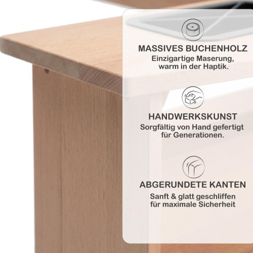 Spieltheke aus Buche natur mit zusätzlichem Regal – stabile Erweiterung für mehr Stauraum beim Kaufladenspiel