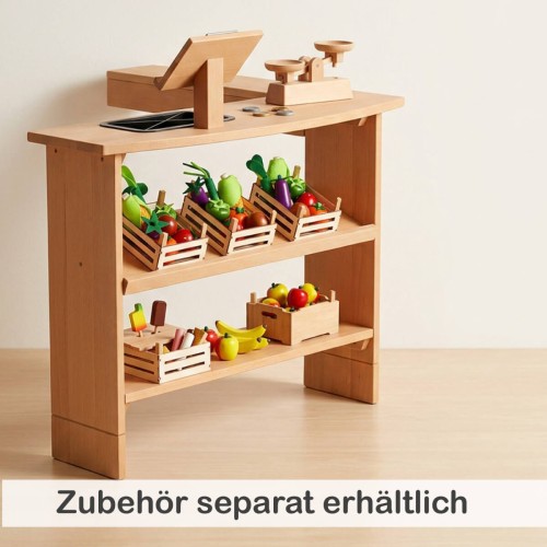 Zusatz-Regal für die Spieltheke mit mehr Ablagefläche und flexibel wählbarer Regalhöhe für Kaufladen-Zubehör