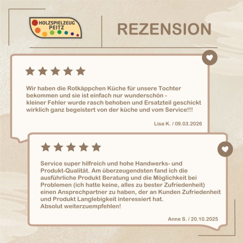 Kundenbewertungen zur Holz Kinderküche aus Buche natur zeigen Erfahrungen mit Qualität und Verarbeitung