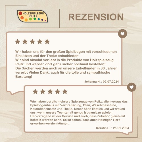 Spieltheke für Spielständer PAULA aus Erlenholz mit Kundenbewertungen zu Qualität, Verarbeitung und langlebigem Spielwert