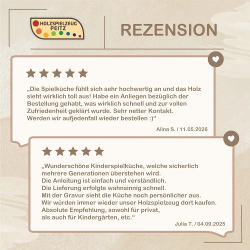 Kundenrezensionen zur Holz Kinderküche von Holzspielzeug Peitz mit Sternebewertungen und Erfahrungsberichten.