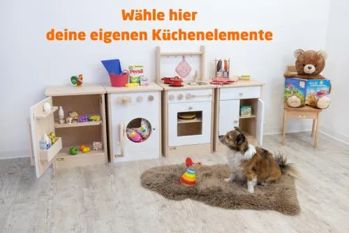 Weißer Kinder-Küchenblock | Kinderwaschmaschine | Spielküche | Kühlschrank | Kinderschrank 2221, 2222, 2223, 2214