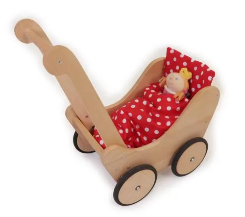 2. Wahl Puppenwagen aus Holz| Lauflernwagen | Gesundes Puppen-Spielzeug SP 6014