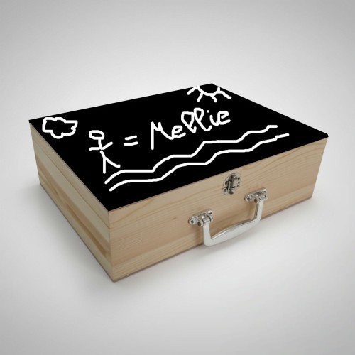 Preview: kinder koennen selbst bemalen - holzkiste mit Kreidetafel