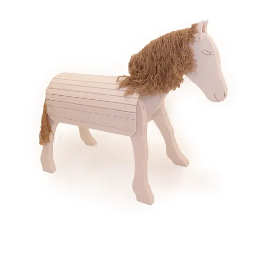 2. Wahl Holzpferd "BEAUTY" weiß mit langer Mähne, Schweif & Haltegriff | Stockmaß 80 cm für Kinder ab 5-6 Jahre