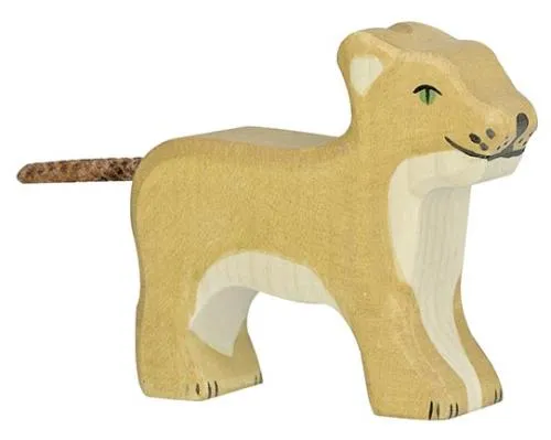 Löwe-Jungtier | Löwen-Junges | Holz-Tier-Figur | Weihnachtskrippenfigur